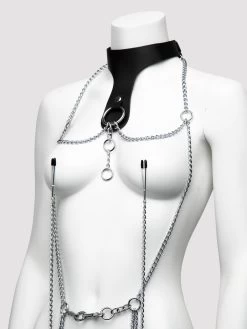 DOMINIX Deluxe Leather Collar With Clamps -Online Sex toys shop 81937 a45478 black 003