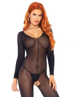 Leg Avenue Black Sheer Long Sleeve Crotchless Bodystocking -Online Sex toys shop 82422 a45805 black regular 002