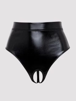 Lovehoney Plus Size Fierce Wet Look Cut-Out Crotchless Thong