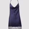 Lovehoney Dark Orchid Navy Satin And Lace Chemise
