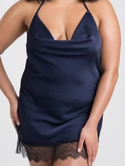 Lovehoney Plus Size Dark Orchid Navy Satin And Lace Chemise -Online Sex toys shop 82728 a45950 blue x size 002