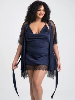 Lovehoney Plus Size Dark Orchid Navy Satin And Lace Chemise -Online Sex toys shop 82728 a45950 blue x size 003