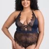 Lovehoney Plus Size Dark Orchid Navy Satin And Lace Plunge Teddy -Online Sex toys shop 82734 a45952 blue x size 000