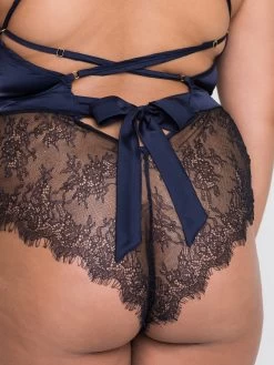 Lovehoney Plus Size Dark Orchid Navy Satin And Lace Plunge Teddy -Online Sex toys shop 82734 a45952 blue x size 003