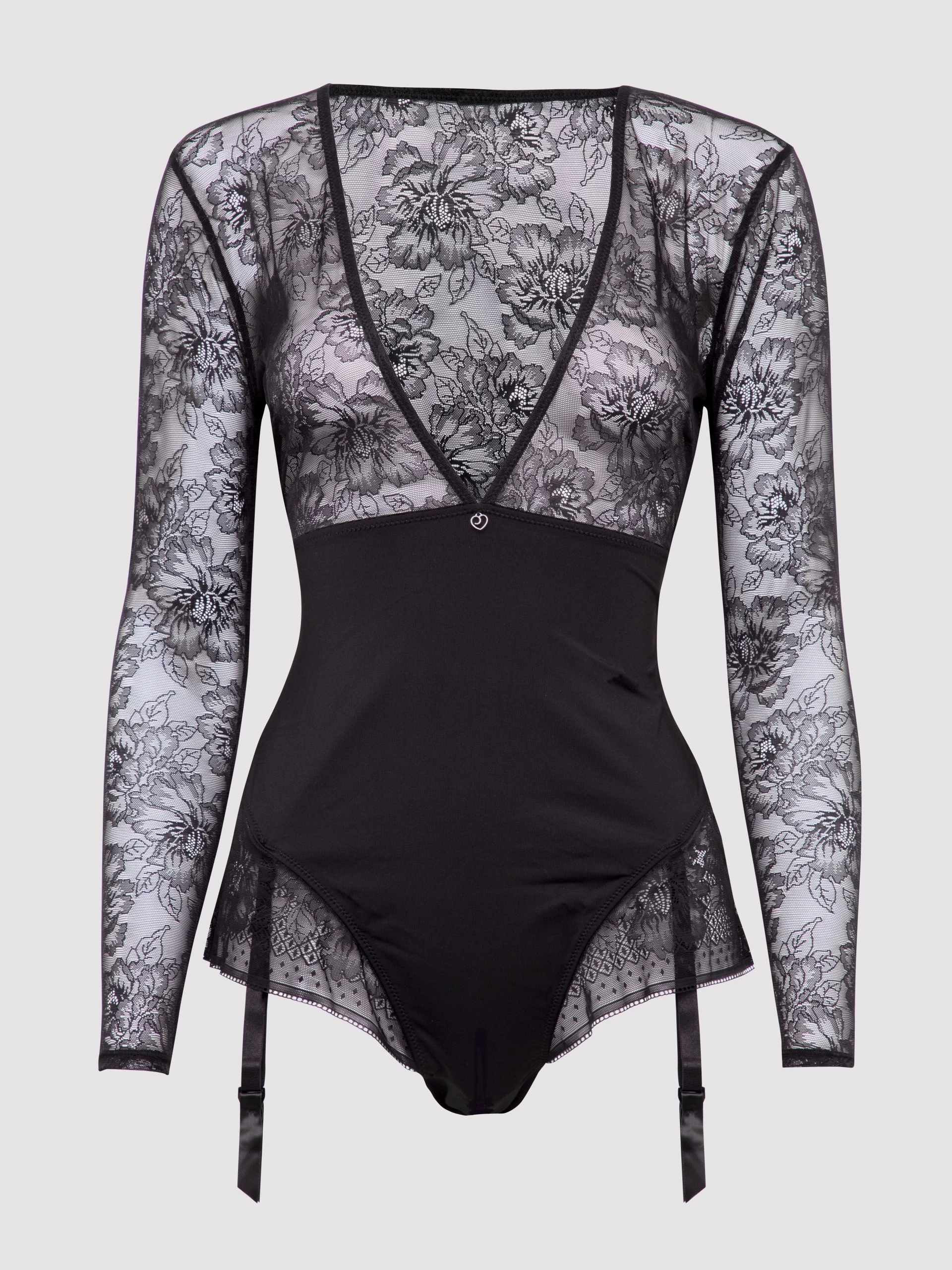 Lovehoney Hourglass Black Smoothing Long Sleeve Crotchless Teddy 3 Lovehoney Hourglass Black Smoothing Long Sleeve Crotchless Teddy