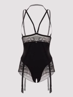 Lovehoney Hourglass Black Smoothing Open-Cup Crotchless Teddy