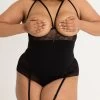 Lovehoney Plus Size Hourglass Black Smoothing Open-Cup Crotchless Teddy -Online Sex toys shop 82801 a45977 black x size 000