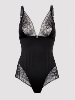 Lovehoney Plus Size Hourglass Black Smoothing Sleeveless Crotchless Teddy