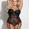 Seven 'til Midnight Plus Size Black Eyelash Lace Basque Set -Online Sex toys shop 83173 a46208 black x size 000