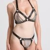 DOMINIX Deluxe Leather And Chain Bra Set