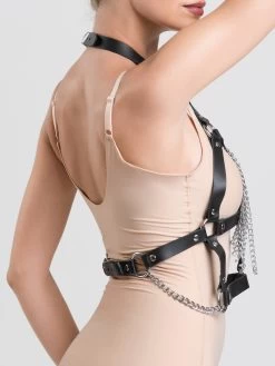 DOMINIX Deluxe Leather And Chain Tassel Bra -Online Sex toys shop 83311 a46313 black regular 002