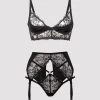 Lovehoney Plus Size Lotus Black Sheer Embroidered Bra Set
