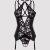 Lovehoney Plus Size Fierce Romance Black Wet Look And Lace Bustier Set -Online Sex toys shop 83438 a46388 black x size 000