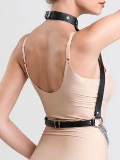 DOMINIX Deluxe Leather And Chain Bra Harness -Online Sex toys shop 83536 a46477 black 002