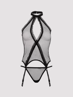 Lovehoney Plus Size Provocatease Black Fishnet And Lace Bustier Set