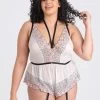 Lovehoney Plus Size Flora Ivory Embroidered Teddy