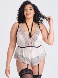 Lovehoney Plus Size Flora Ivory Embroidered Teddy