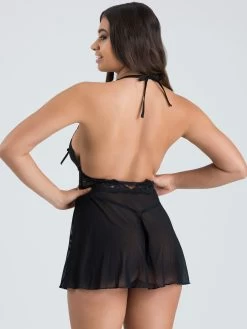 Lovehoney Peek-a-Boo Black Lace Babydoll Set -Online Sex toys shop 83754 a46618 black regular 002