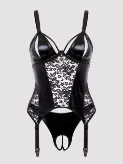 Lovehoney Fierce Muse Wet Look Peek-a-Boo Bustier Set