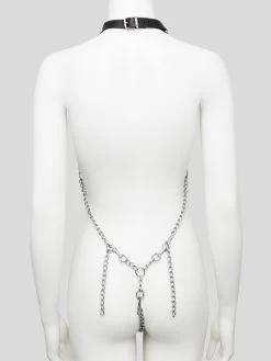 DOMINIX Deluxe Open-Body Chain Harness With Leather Collar -Online Sex toys shop 83982 a46781 silver 002