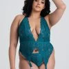Lovehoney Plus Size Mindful Forest Green Recycled Lace Bustier Set -Online Sex toys shop 84060 a46817 green x size 000