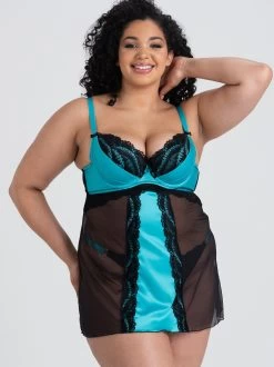 Online Sex toys shop 33 Lovehoney Plus Size Empress Blue Satin And Lace Chemise Set
