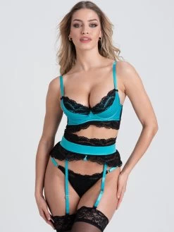 Lovehoney Empress Blue Satin And Lace Bra Set