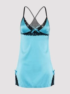 Lovehoney Satin And Lace Turquoise Chemise Set -Online Sex toys shop 84182 a31038 blue regular 004