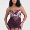 Lovehoney Plus Size Boudoir Belle Plum Cut-Out Chemise Set -Online Sex toys shop 84254 a39706 purple x size 000