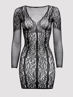 Fifty Shades Of Grey Captivate Black Lace Long Sleeve Mini Dress
