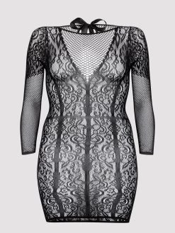 Fifty Shades Of Grey Captivate Plus Size Black Long Sleeve Lace Dress