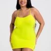 Lovehoney Plus Size Viva Neon Yellow Hourglass Mini Dress