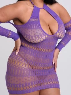 Lovehoney Plus Size Viva Purple Cut-Out Long Sleeve Mini Dress -Online Sex toys shop 84322 a46950 purple x size 003