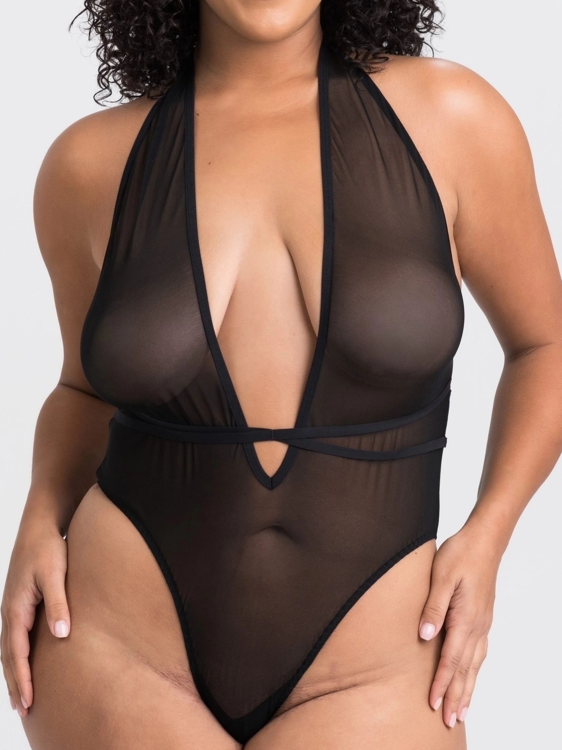 Lovehoney Plus Size Black Sheer Mesh Teddy 4 Lovehoney Plus Size Black Sheer Mesh Teddy - Image 2
