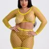Lovehoney Plus Size Viva Neon Yellow Fishnet Top And Skirt Set -Online Sex toys shop 84424 a47030 yellow x size 000