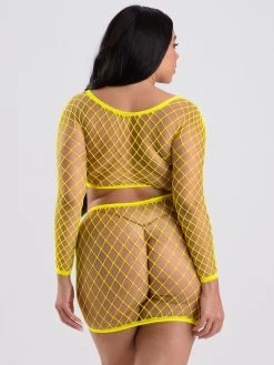 Lovehoney Plus Size Viva Neon Yellow Fishnet Top And Skirt Set -Online Sex toys shop 84424 a47030 yellow x size 003