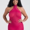 Lovehoney Plus Size Pink Halterneck Mini Dress