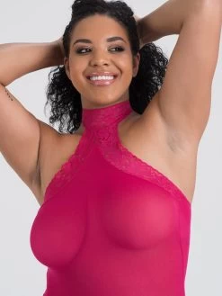 Lovehoney Plus Size Pink Halterneck Mini Dress -Online Sex toys shop 84443 a32655 pink x size 003