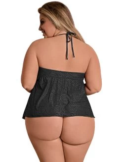 Exposed Plus Size Black Open-Cup Crotchless Cami Set 7 Exposed Plus Size Black Open-Cup Crotchless Cami Set -Online Sex toys shop 84486 a47067 black x size 002