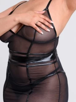 Lovehoney Plus Size Fierce Wet Look And Mesh Paneled Black Mini Dress Set 9 Lovehoney Plus Size Fierce Wet Look And Mesh Paneled Black Mini Dress Set -Online Sex toys shop 84764 a47287 black x size 003