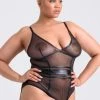 Lovehoney Plus Size Fierce Wet Look And Mesh Open-Back Teddy -Online Sex toys shop 84767 a47289 black x size 000