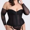 Lovehoney Plus Size Secret Silhouette Black Steel-Boned Long Sleeve Corset