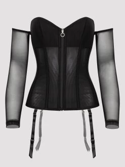 Lovehoney Plus Size Secret Silhouette Black Steel-Boned Long Sleeve Corset -Online Sex toys shop 84793 a47299 black x size 005