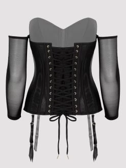 Lovehoney Plus Size Secret Silhouette Black Steel-Boned Long Sleeve Corset -Online Sex toys shop 84793 a47299 black x size 006