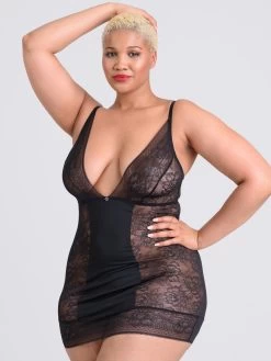 Lovehoney Plus Size Hourglass Black Smoothing Chemise