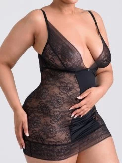 Lovehoney Plus Size Hourglass Black Smoothing Chemise 8 Lovehoney Plus Size Hourglass Black Smoothing Chemise -Online Sex toys shop 84806 a47304 black x size 002