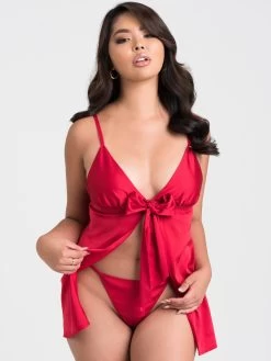 Lovehoney Unwrap Me Red Satin Babydoll Gift Set -Online Sex toys shop 85009 a47460 red regular 002