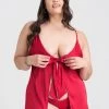 Lovehoney Plus Size Unwrap Me Red Satin Babydoll Gift Set -Online Sex toys shop 85010 a47460 red x size 000