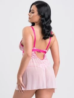 Lovehoney Tiger Lily Pink Lace Babydoll Set -Online Sex toys shop 85039 a47479 pink regular 002