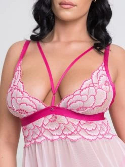 Lovehoney Tiger Lily Pink Lace Babydoll Set -Online Sex toys shop 85039 a47479 pink regular 003